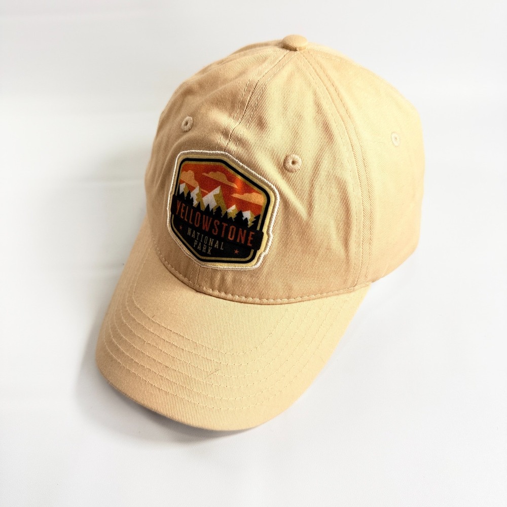 Yellowstone National Park Hat H3 Headwear Beige Tan Strapback Adjustable Dad Cap